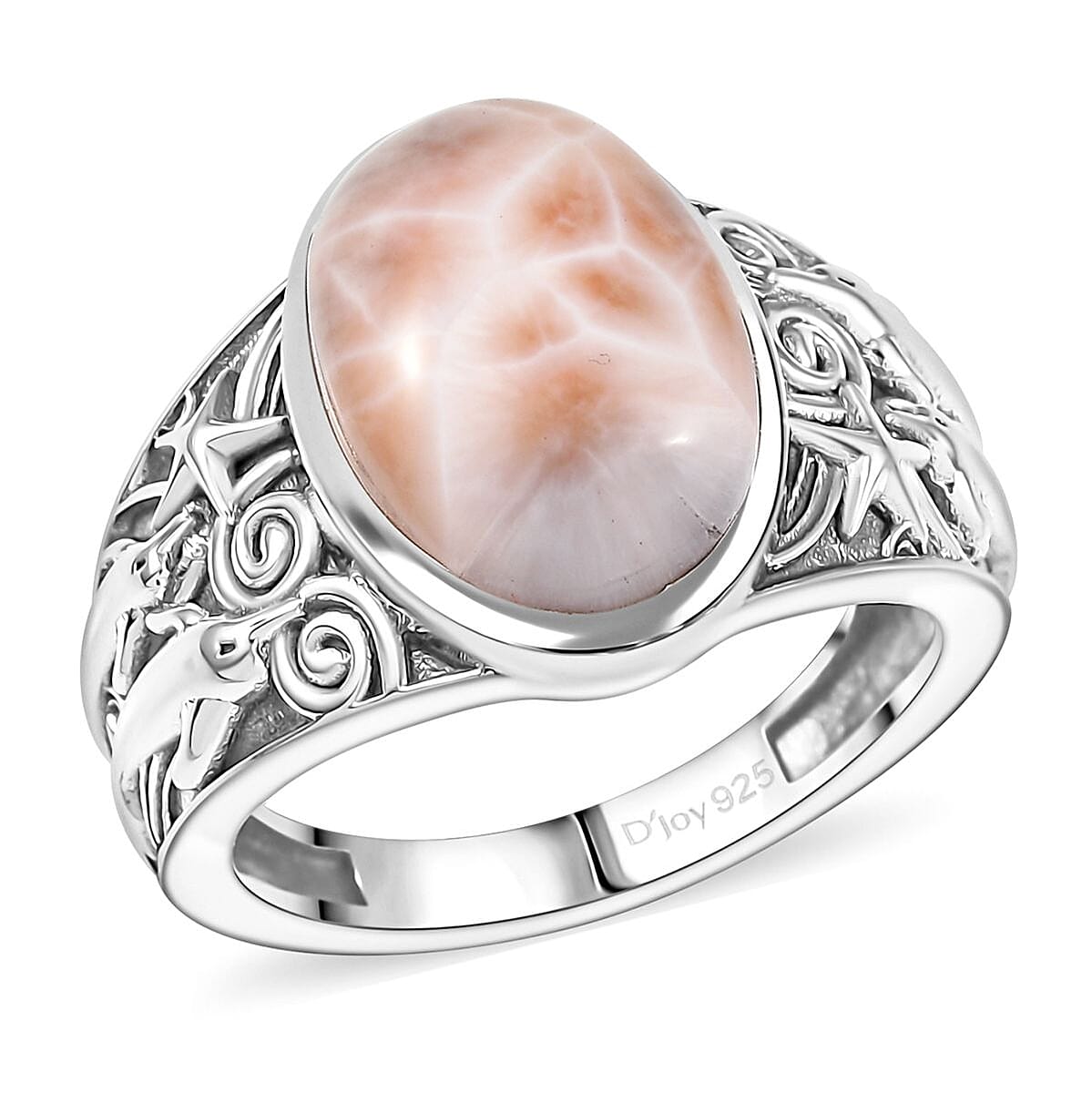 D'Joy Artisan Crafted Pink Natrolite 5.35 ctw Dolphin Ring in Sterling Silver (Size 7.0) image number 0