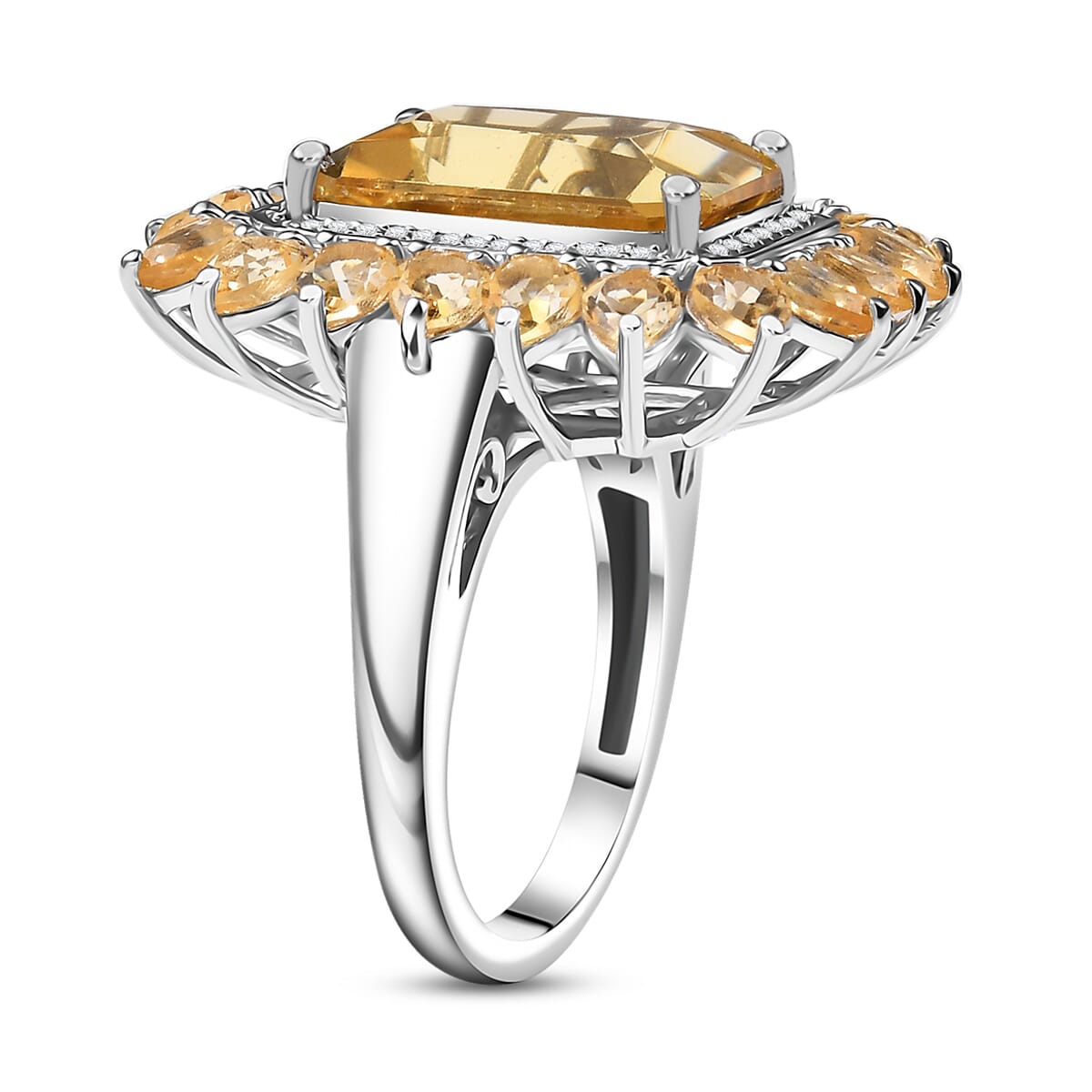 D'Joy Yellow Labradorite and Multi Gemstone 9.60 ctw Celestial Bloom Ring in Rhodium Over Sterling Silver (Size 10.0) image number 3