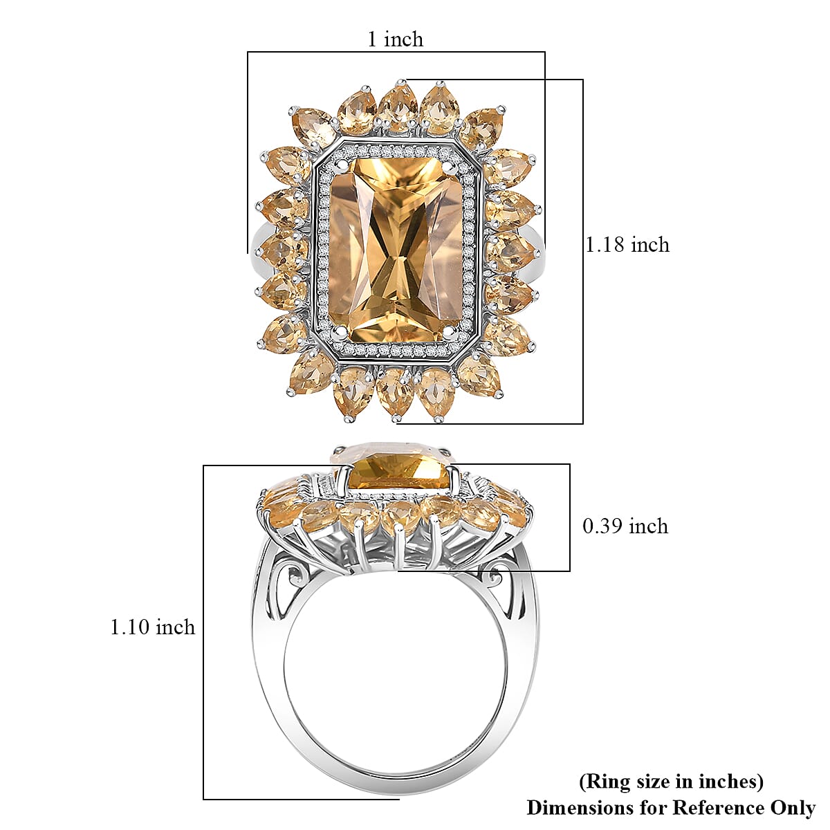 D'Joy Yellow Labradorite and Multi Gemstone 9.60 ctw Celestial Bloom Ring in Rhodium Over Sterling Silver (Size 10.0)