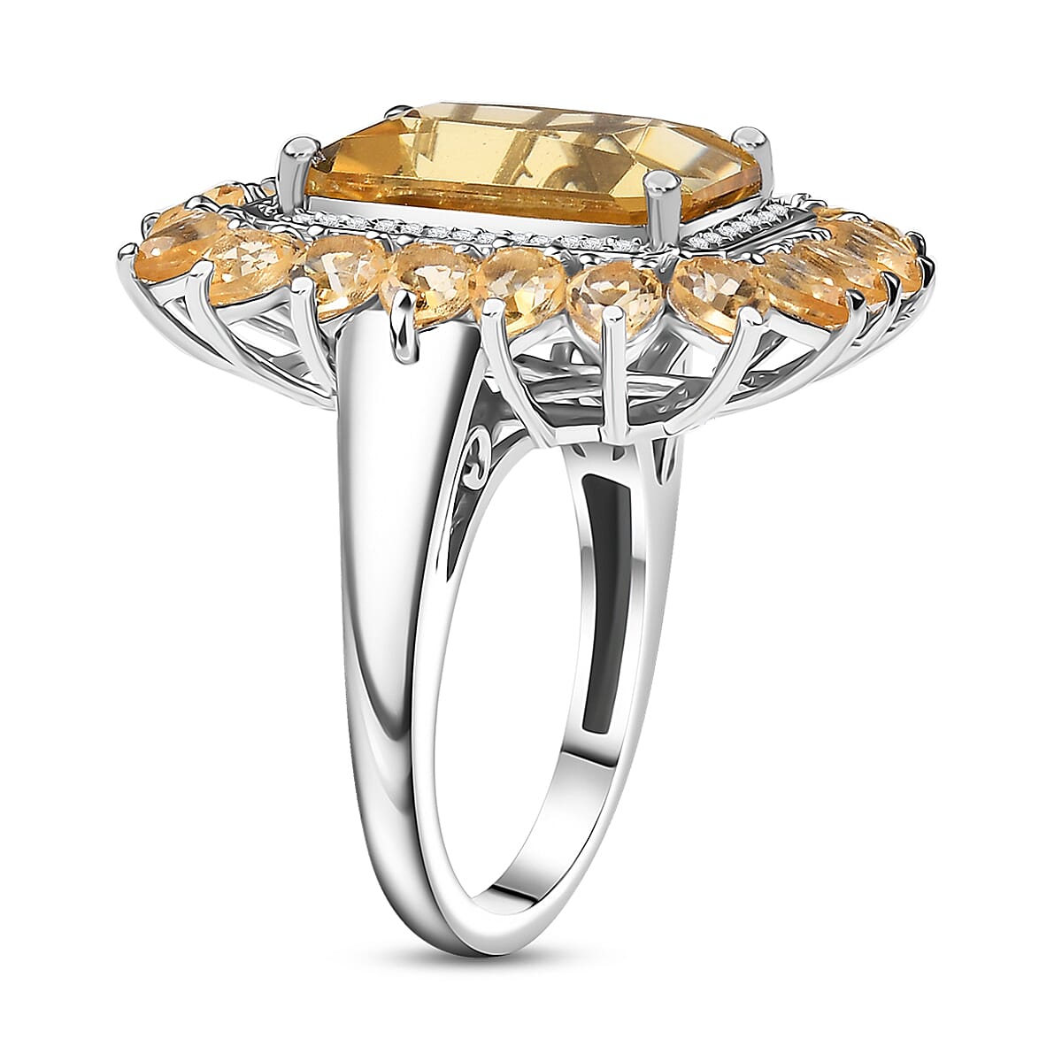 D'Joy Yellow Labradorite and Multi Gemstone 9.60 ctw Celestial Bloom Ring in Rhodium Over Sterling Silver (Size 6.0) image number 3