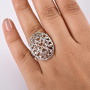 D'Joy Passport to Turkey Filigree Ring in Rhodium Over Sterling Silver (Size 10.0) 6.50 Grams