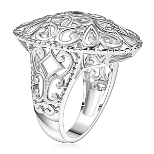 D'Joy Passport to Turkey Filigree Ring in Rhodium Over Sterling Silver (Size 10.0) 6.50 Grams