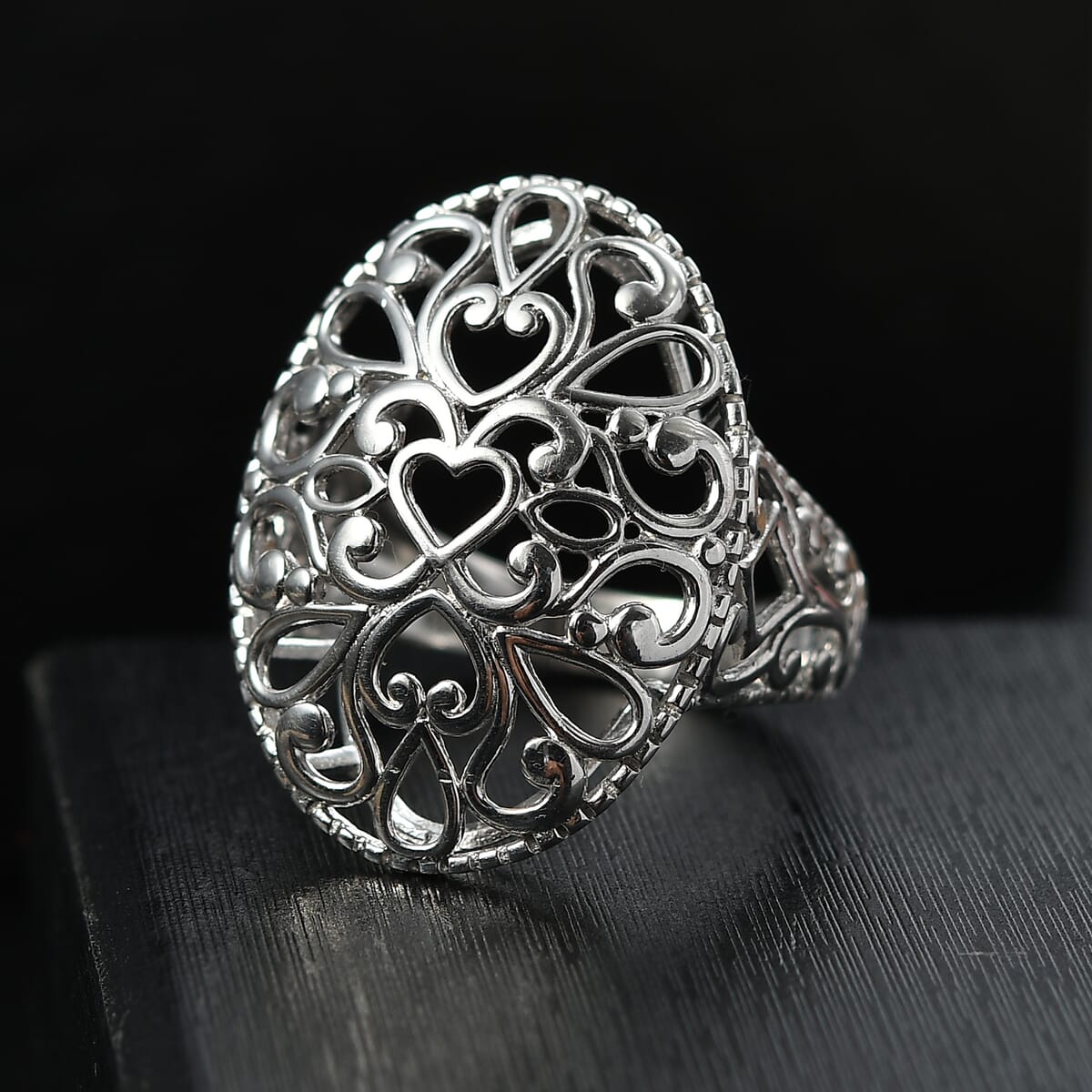 D'Joy Passport to Turkey Filigree Ring in Rhodium Over Sterling Silver (Size 6.0) 6.50 Grams image number 1