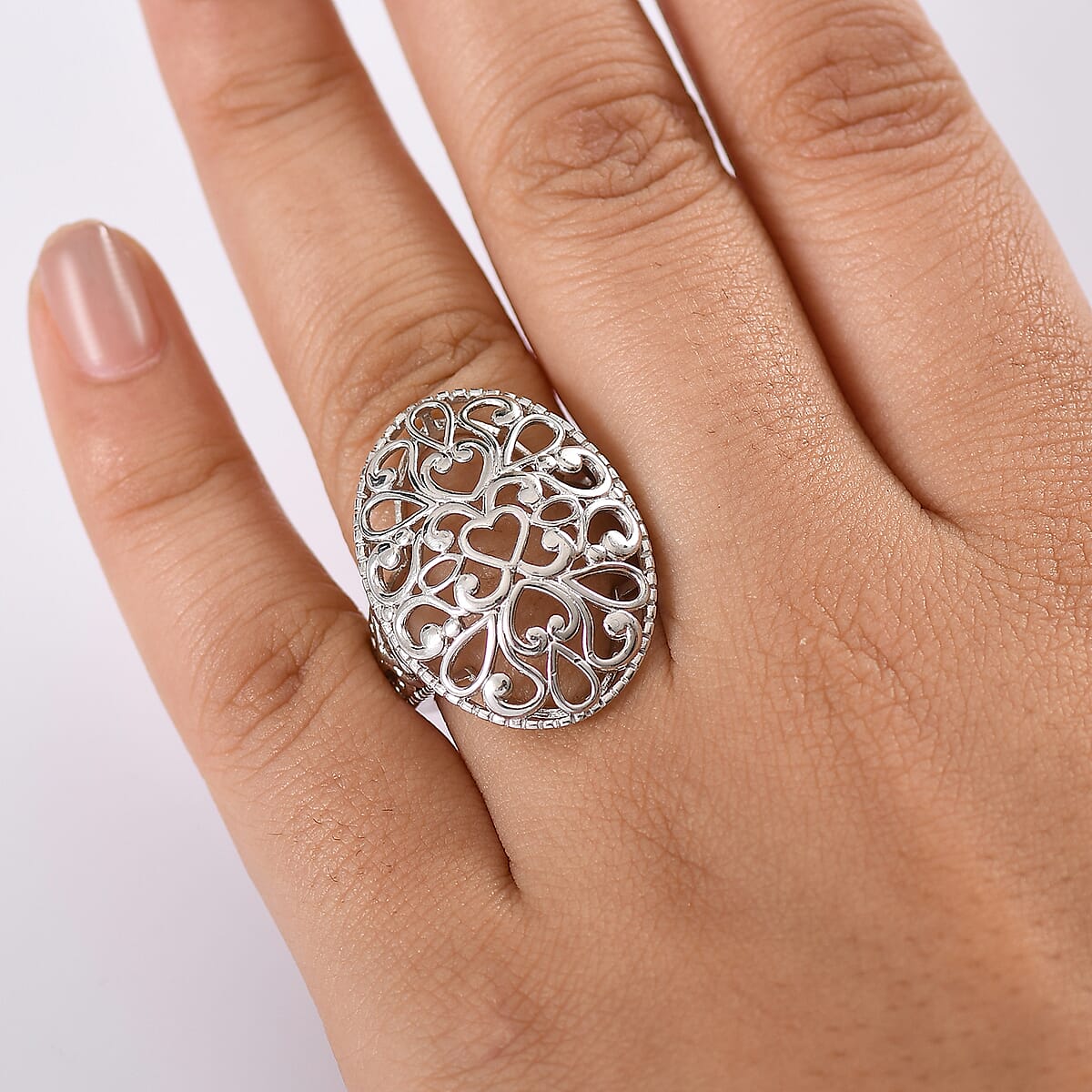 D'Joy Passport to Turkey Filigree Ring in Rhodium Over Sterling Silver (Size 8.0) 6.50 Grams image number 2