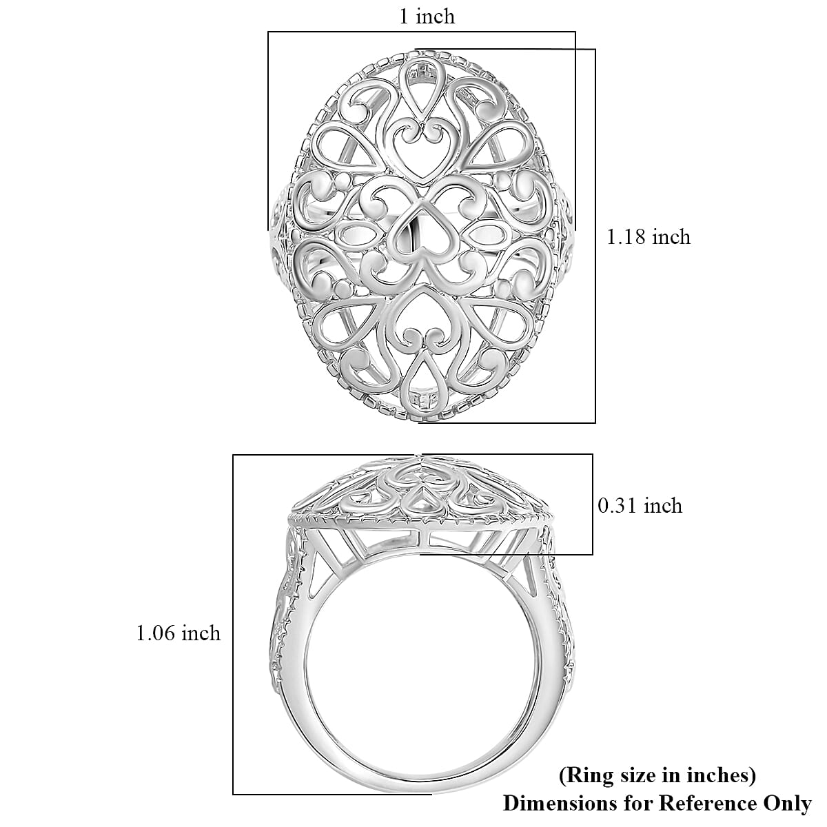 D'Joy Passport to Turkey Filigree Ring in Rhodium Over Sterling Silver (Size 8.0) 6.50 Grams image number 5