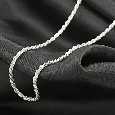 2mm Rope Chain Necklace in Sterling Silver 7.40 Grams 22 Inches