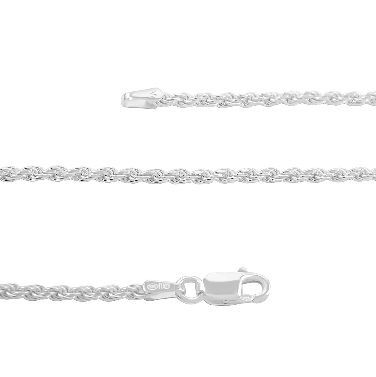 2mm Rope Chain Necklace in Sterling Silver 7.40 Grams 22 Inches image number 2