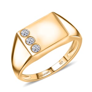 Luxuriant Lab Grown Diamond G-H SI 0.15 ctw Trinity Men's Ring in 18K Vermeil Yellow Gold Over Sterling Silver (Size 10.0) 