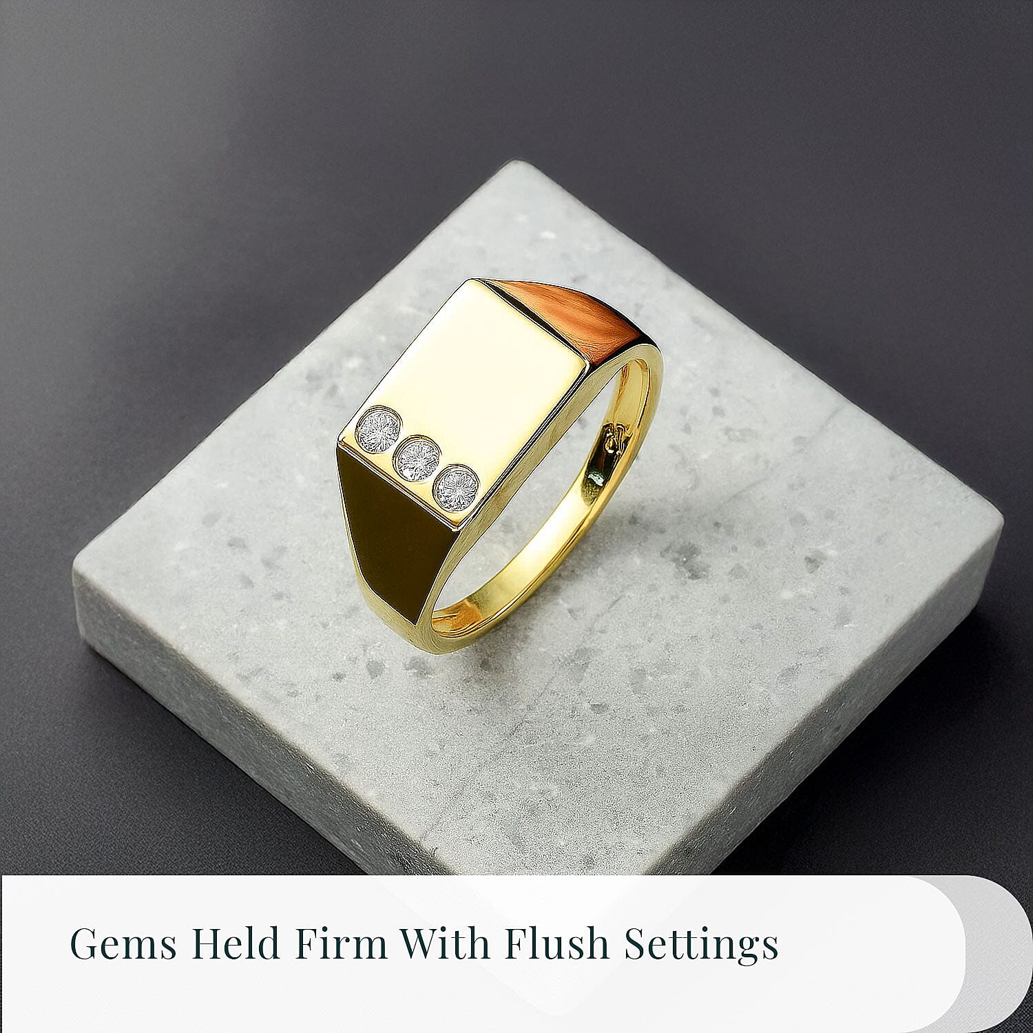 Luxuriant Lab Grown Diamond G-H SI 0.15 ctw Trinity Men's Ring in 18K Vermeil Yellow Gold Over Sterling Silver (Size 10.0) (Del. in 12-15 Days)