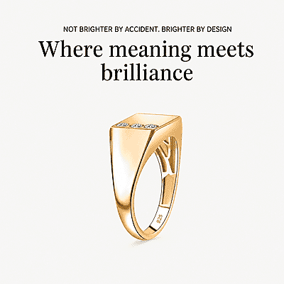 Luxuriant Lab Grown Diamond G-H SI 0.15 ctw Trinity Men's Ring in 18K Vermeil Yellow Gold Over Sterling Silver (Size 10.0)