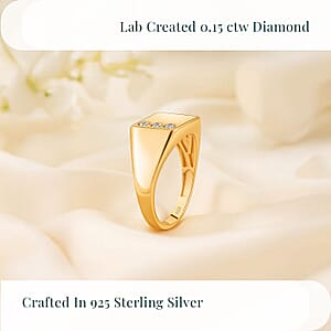 Luxuriant Lab Grown Diamond G-H SI 0.15 ctw Trinity Men's Ring in 18K Vermeil Yellow Gold Over Sterling Silver (Size 12.0) (Del. in 12-15 Days)