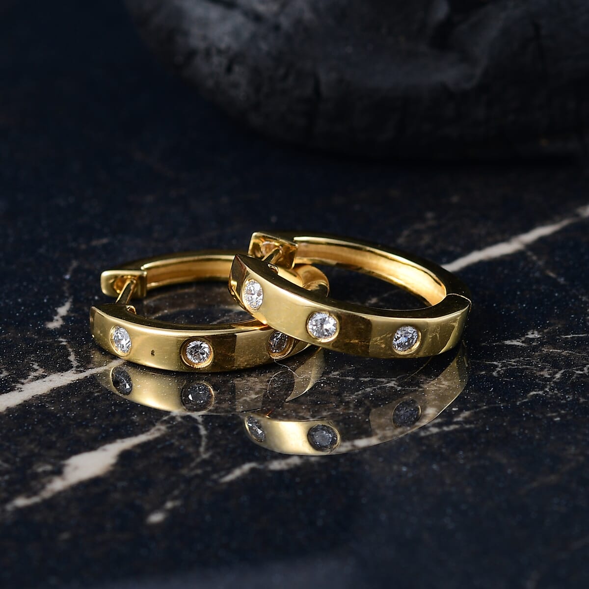 Luxuriant Lab Grown Diamond Hoop Earrings in 18K Vermeil YG Over Sterling Silver 0.33 ctw image number 1