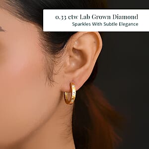 Luxuriant Lab Grown Diamond G-H SI 0.33 ctw Stardust Orbit Hoop Earrings in 18K Vermeil Yellow Gold Over Sterling Silver (Del. In 10-12 Days)