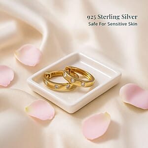 Luxuriant Lab Grown Diamond G-H SI 0.33 ctw Stardust Orbit Hoop Earrings in 18K Vermeil Yellow Gold Over Sterling Silver (Del. In 10-12 Days)