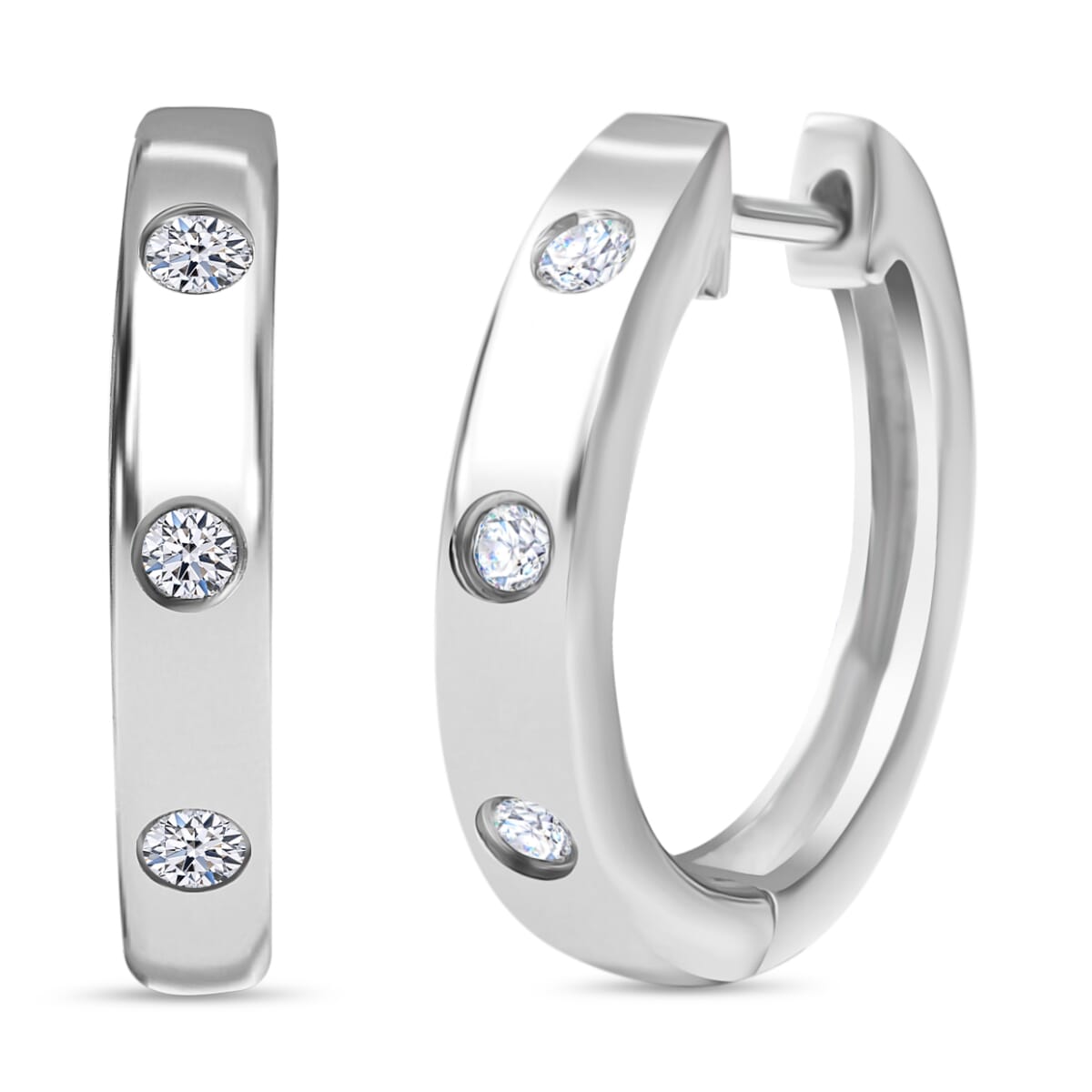 Luxuriant Lab Grown Diamond 0.33 ctw Hoop Earrings in Rhodium Over Sterling Silver  image number 0