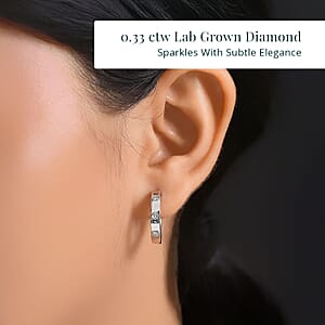 Luxuriant Lab Grown Diamond G-H SI 0.33 ctw Stardust Orbit Hoop Earrings in Rhodium Over Sterling Silver 