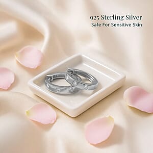 Luxuriant Lab Grown Diamond G-H SI 0.33 ctw Stardust Orbit Hoop Earrings in Rhodium Over Sterling Silver 