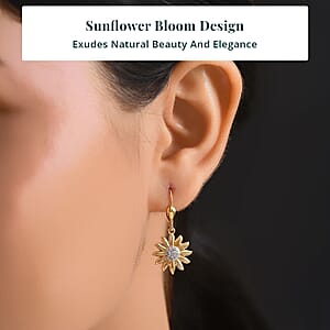 Luxuriant Lab Grown Diamond G-H SI 0.20 ctw Sunflower Bloom Lever Back Earrings in 18K Vermeil Yellow Gold Over Sterling Silver (Del. In 10-12 Days)