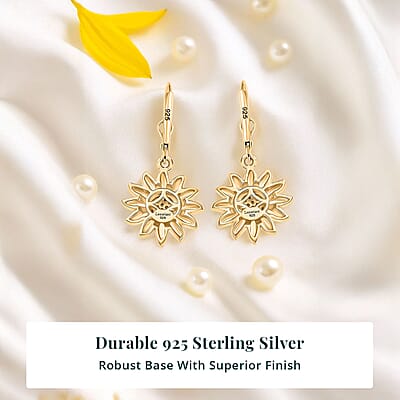 Luxuriant Lab Grown Diamond G-H SI 0.20 ctw Sunflower Bloom Lever Back Earrings in 18K Vermeil Yellow Gold Over Sterling Silver (Del. In 10-12 Days)