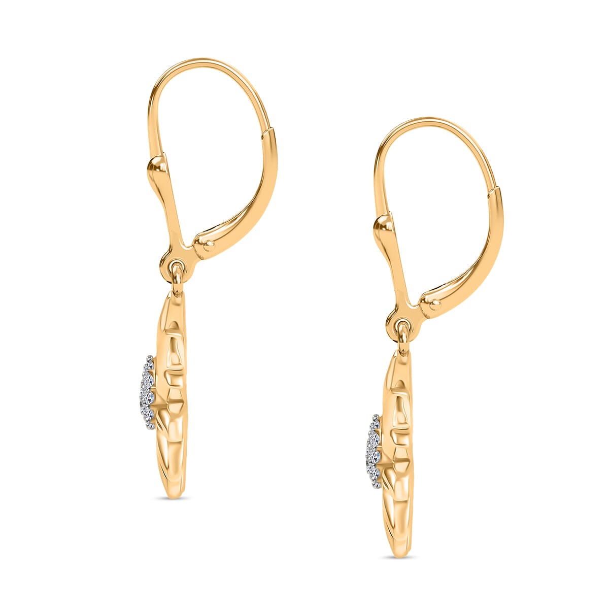 Luxuriant Lab Grown Diamond 0.20 ctw Floral Lever Back Earrings in 18K Vermeil Yellow Gold Over Sterling Silver image number 3