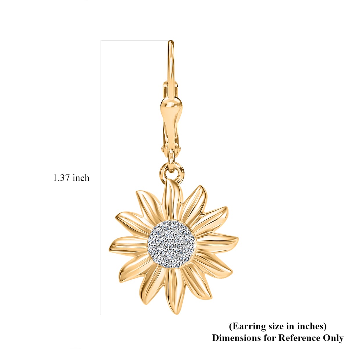 Luxuriant Lab Grown Diamond 0.20 ctw Floral Lever Back Earrings in 18K Vermeil Yellow Gold Over Sterling Silver image number 5
