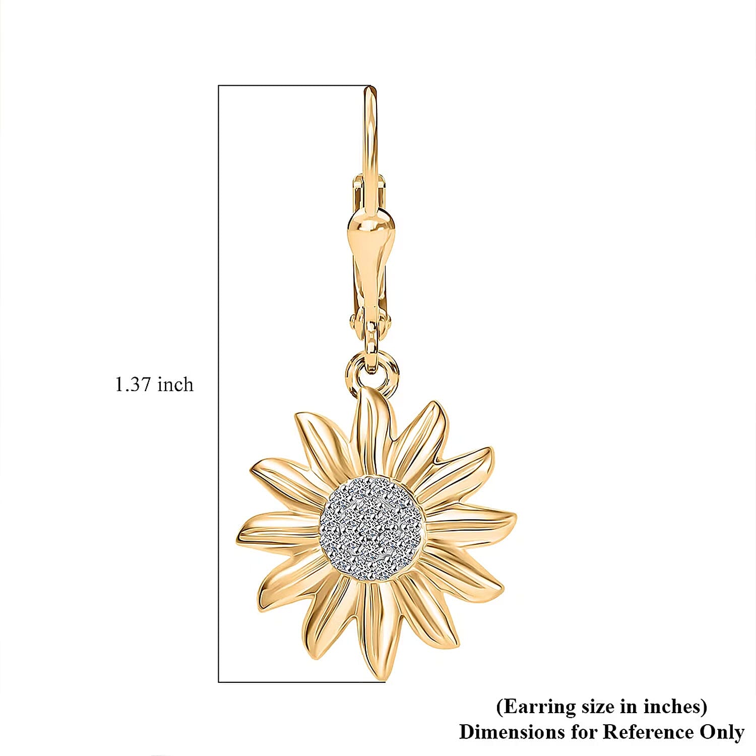 Luxuriant Lab Grown Diamond G-H SI 0.20 ctw Sunflower Bloom Lever Back Earrings in 18K Vermeil Yellow Gold Over Sterling Silver (Del. In 10-12 Days)