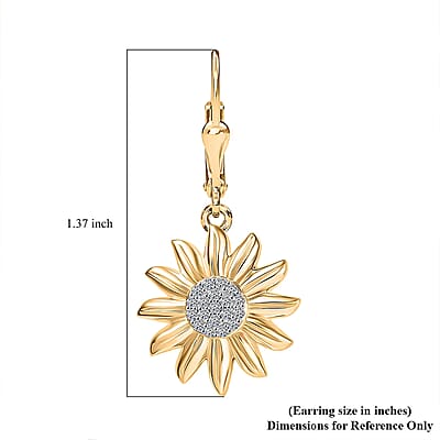 Luxuriant Lab Grown Diamond G-H SI 0.20 ctw Sunflower Bloom Lever Back Earrings in 18K Vermeil Yellow Gold Over Sterling Silver (Del. In 10-12 Days)