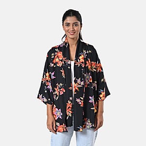 Multi Floral Polyester Kimono (30x24), Scrunchie (28x3.5) and Scarf (68x 12) 