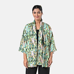 Mint Tropical Polyester Kimono (30x24), Scrunchie (28x3.5) and Scarf (68x 12) 