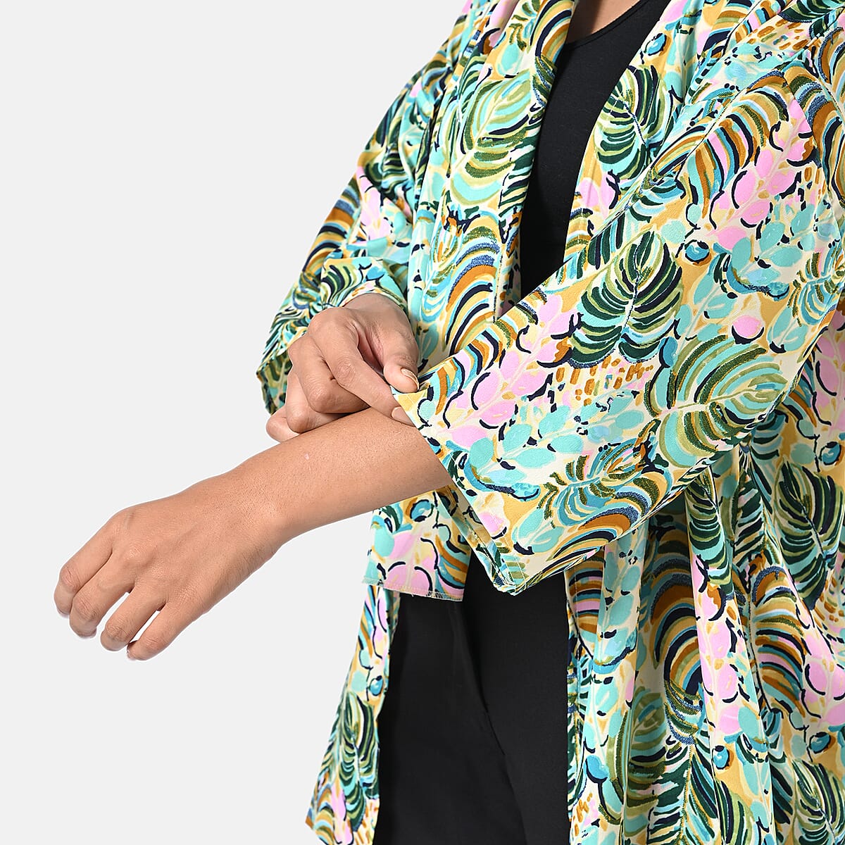Mint Tropical Polyester Kimono (30x24), Scrunchie (28x3.5) and Scarf (68x 12)  image number 6