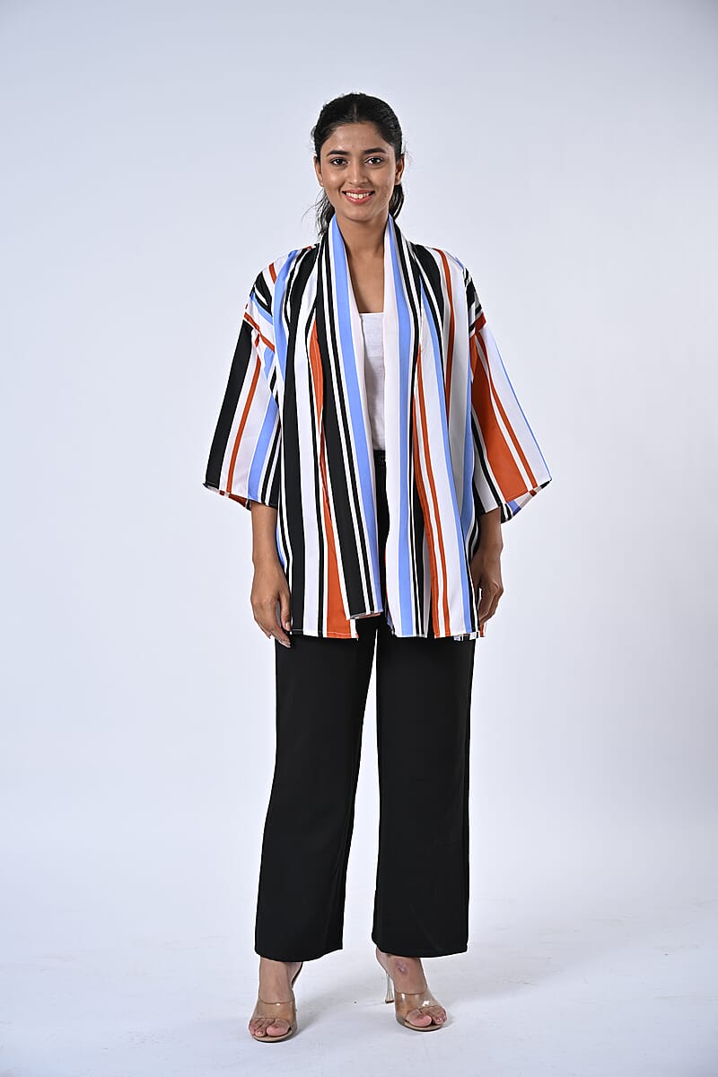 Mint Stripe Polyester Kimono (30x24), Scrunchie (28x3.5) and Scarf (68x 12)  image number 0