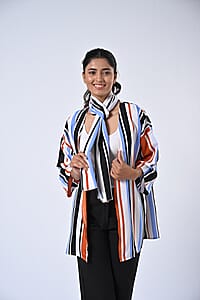 TAMSY Multi Stripe 3 Piece Kimono, Scarf, and Scrunchie Set - One Size Fits Most