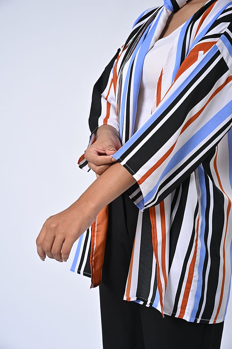 Mint Stripe Polyester Kimono (30x24), Scrunchie (28x3.5) and Scarf (68x 12)  image number 7
