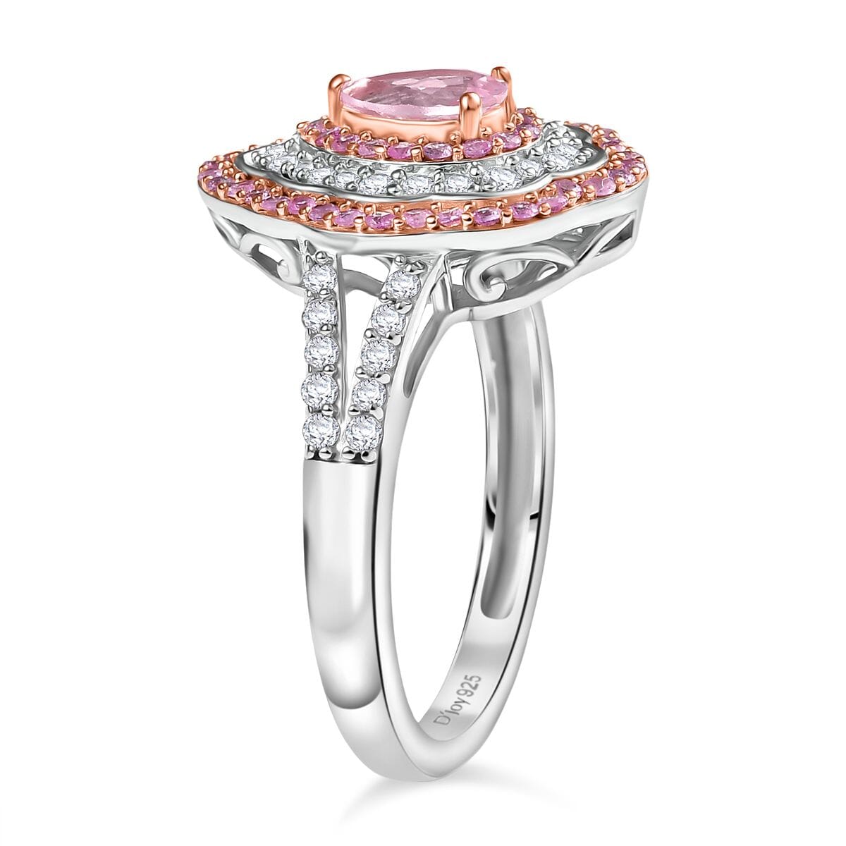 D'Joy Premium Narsipatnam Pink Spinel, Multi Gemstone Rose Aegis Ring in 18K Vermeil RG & Rhodium Over Sterling Silver (Size 10.0) 1.40 ctw image number 3