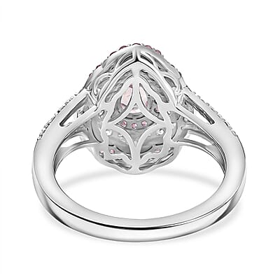 D’Joy Premium Narsipatnam Pink Spinel and Multi Gemstone 1.40 ctw Rose Aegis Ring in Rhodium Over Sterling Silver (Size 10.0)