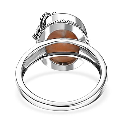 D'Joy Artisan Crafted Pink Natrolite and Natural Champagne Zircon 5.50 ctw Dragonfly with Flower Ring in Sterling Silver (Size 10.0)