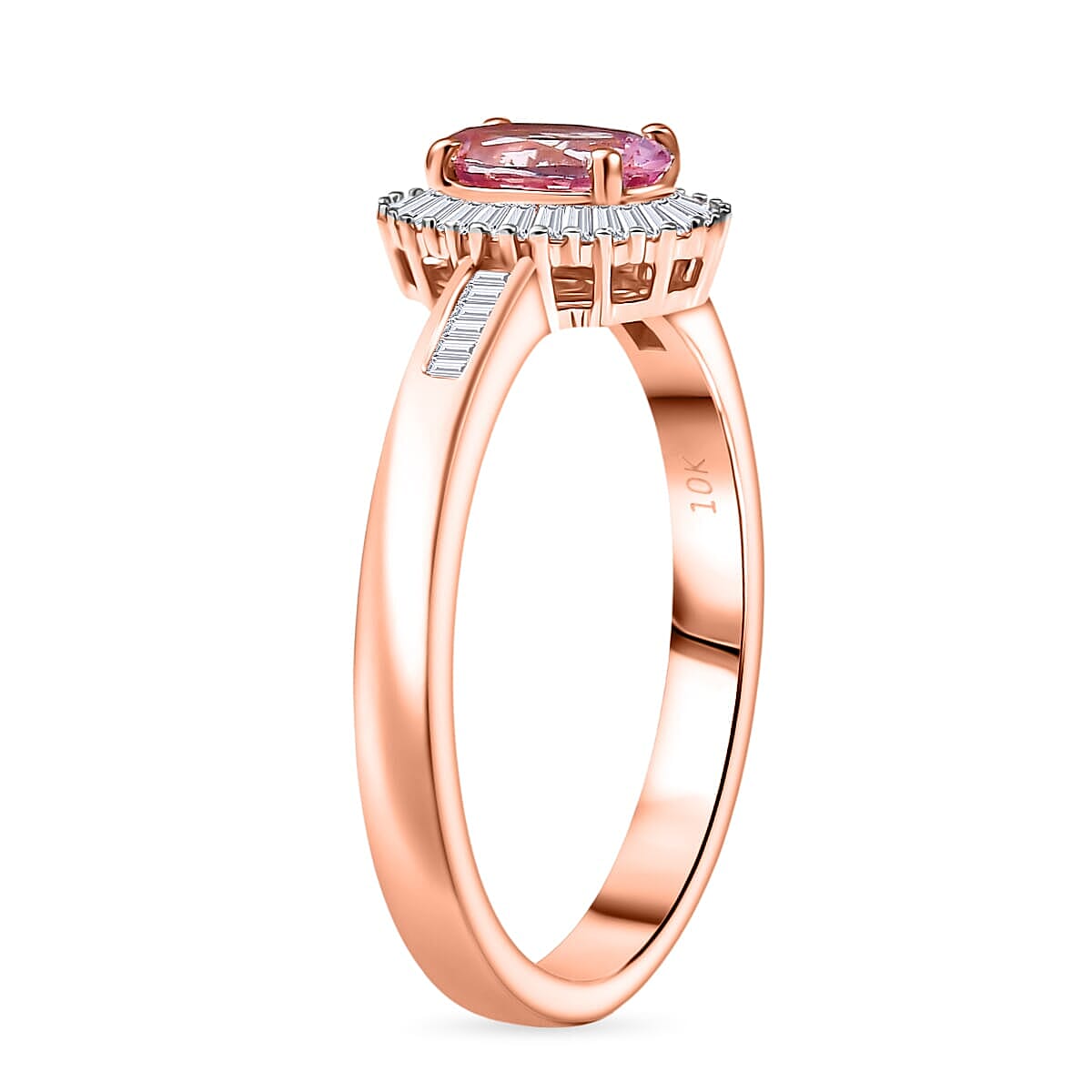 Luxoro 10K Rose Gold AAA Narsipatnam Pink Spinel, Diamond (G-H, I2) Love's Embrace Ring (Size 11.0) 1.15 ctw image number 3