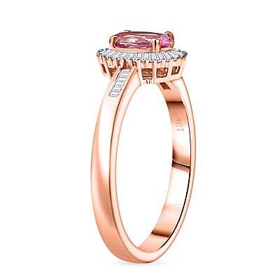 Luxoro AAA Narsipatnam Pink Spinel, Diamond Ring in 10K Rose Gold 1.15 ctw (Size 12.0)