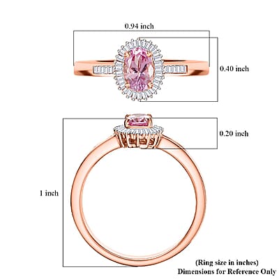 Luxoro AAA Narsipatnam Pink Spinel, Diamond Ring in 10K Rose Gold 1.15 ctw (Size 12.0)