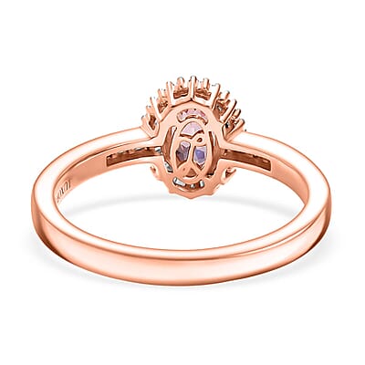 Luxoro AAA Narsipatnam Pink Spinel, Diamond Ring in 10K Rose Gold 1.15 ctw (Size 5.0)
