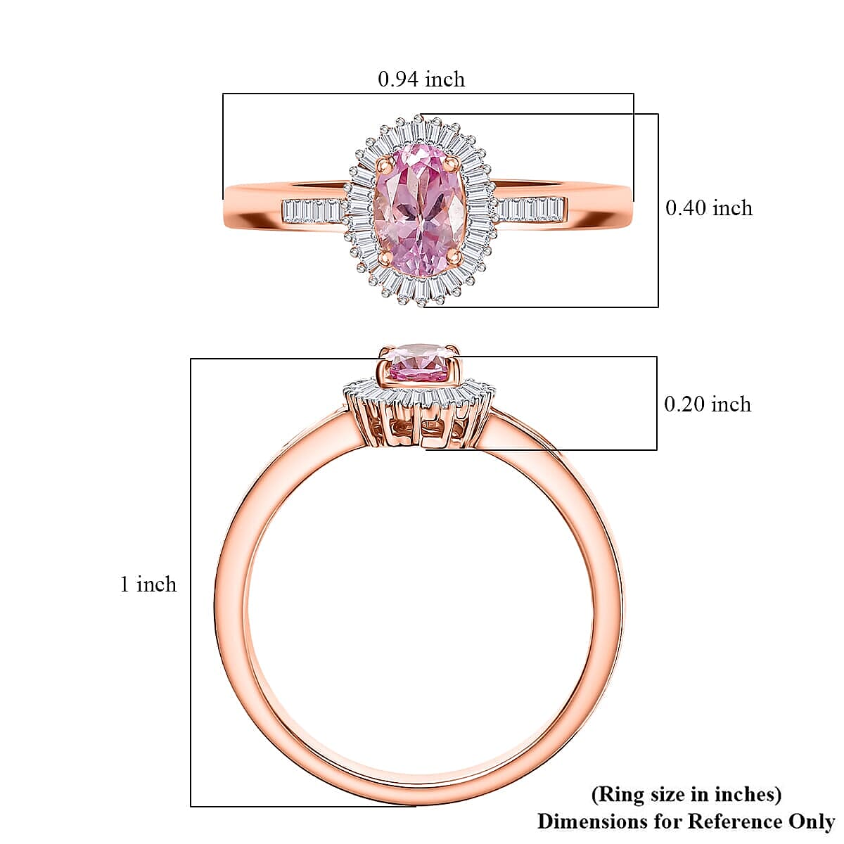 Luxoro 10K Rose Gold AAA Narsipatnam Pink Spinel, Diamond (G-H, I2) Love's Embrace Ring (Size 5.5) 1.15 ctw image number 5