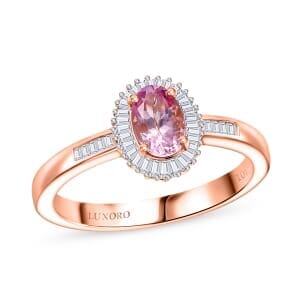 Luxoro 10K Rose Gold AAA Narsipatnam Pink Spinel, Diamond (G-H, I2) Love's Embrace Ring (Size 7.5) 1.15 ctw
