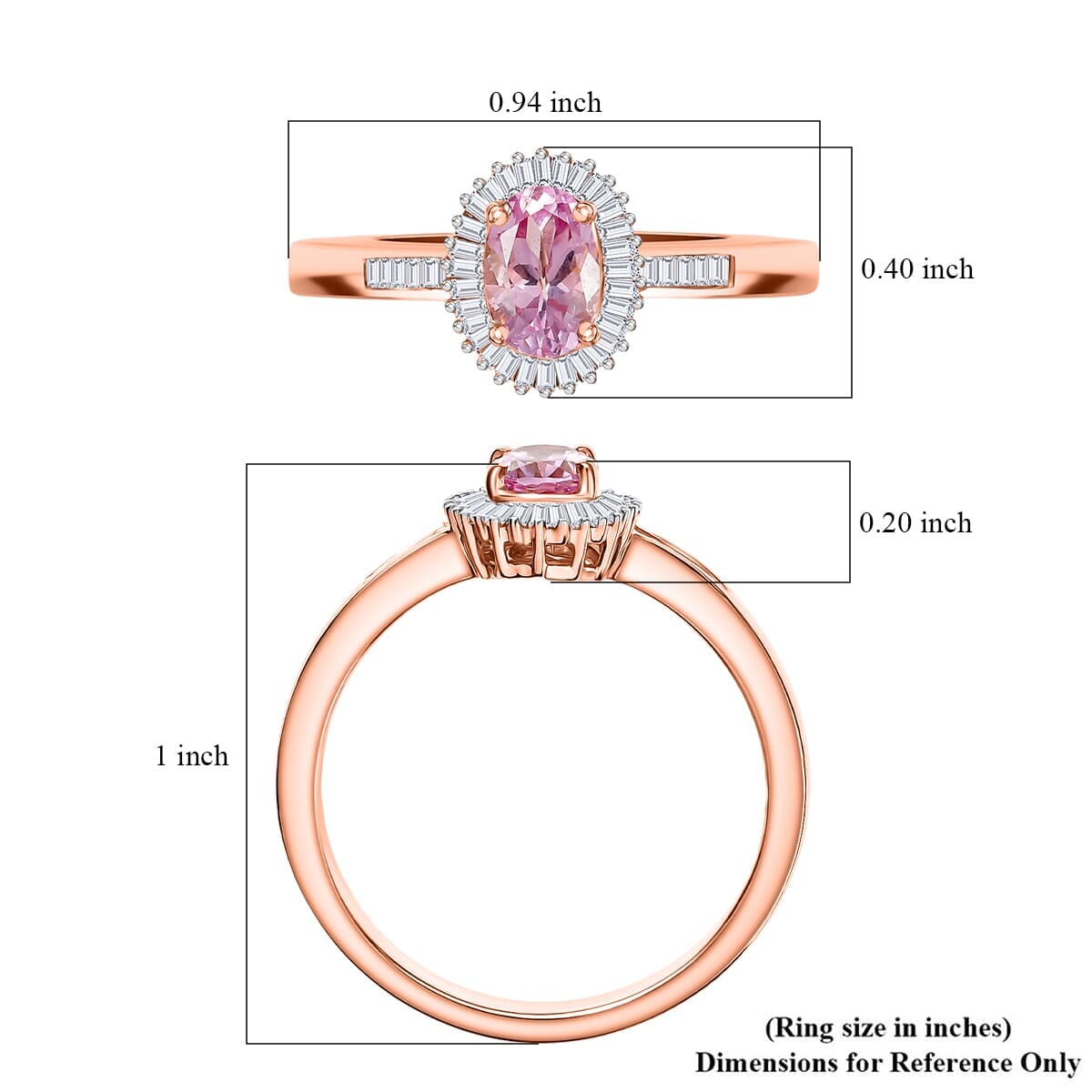 Luxoro 10K Rose Gold AAA Narsipatnam Pink Spinel, Diamond (G-H, I2) Love's Embrace Ring (Size 7.5) 1.15 ctw image number 5