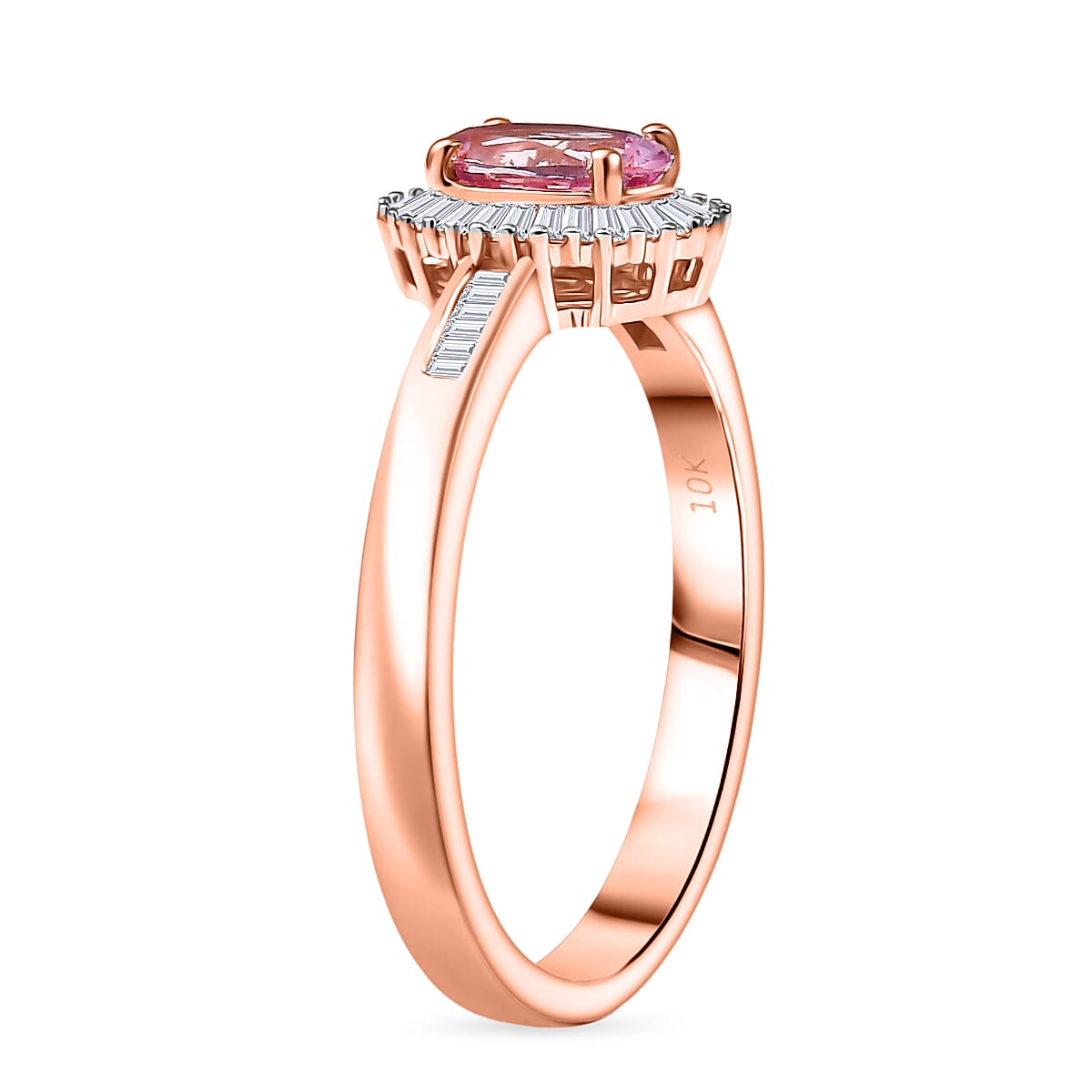 Luxoro AAA Narsipatnam Pink Spinel and G-H I2 Diamond 1.15 ctw Love's Embrace Ring in 10K Rose Gold (Size 8.0) image number 3