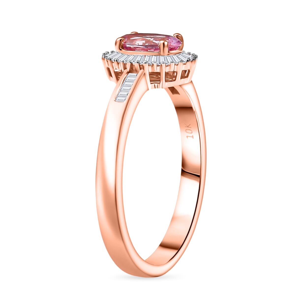 Luxoro 10K Rose Gold AAA Narsipatnam Pink Spinel, Diamond (G-H, I2) Love's Embrace Ring (Size 8.5) 1.15 ctw image number 3