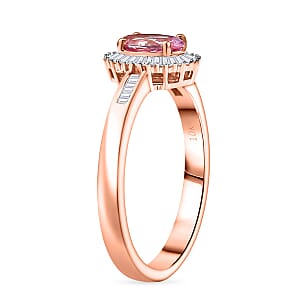 Luxoro AAA Narsipatnam Pink Spinel, Diamond Ring in 10K Rose Gold 1.15 ctw (Size 9.5)