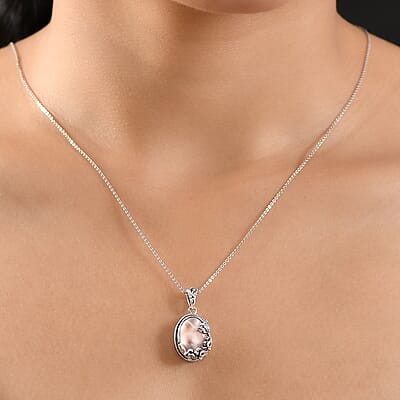 D'Joy Artisan Crafted Pink Natrolite and Natural Champagne Zircon 5.60 ctw Dragonfly with Flower Pendant without Chain in Sterling Silver