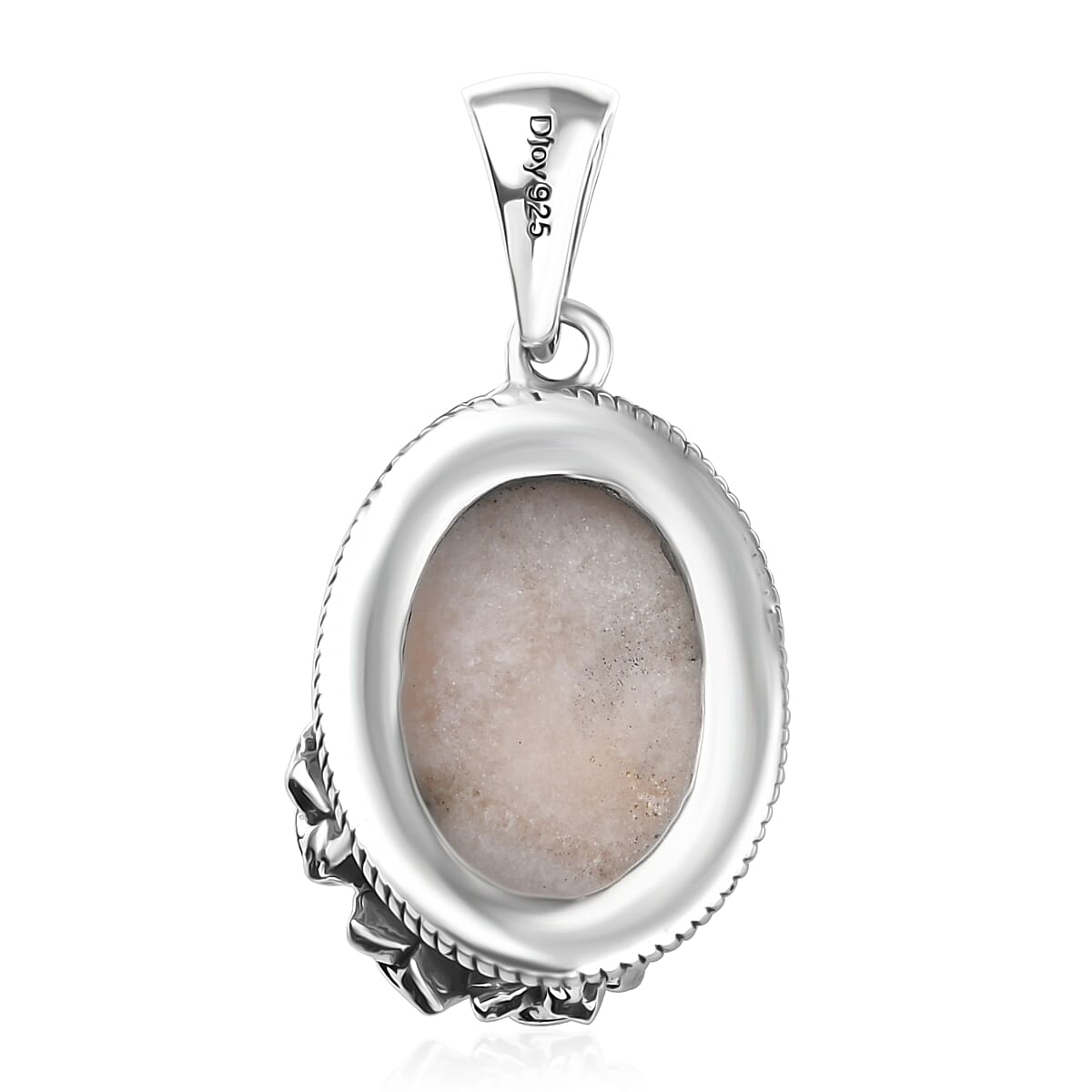 D'Joy Artisan Crafted Pink Natrolite and Natural Champagne Zircon 5.60 ctw Dragonfly with Flower Pendant without Chain in Sterling Silver
