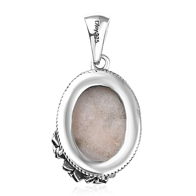 D'Joy Artisan Crafted Pink Natrolite and Natural Champagne Zircon 5.60 ctw Dragonfly with Flower Pendant without Chain in Sterling Silver