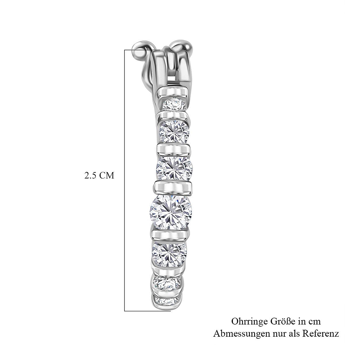 Moissanite Hoop 1.25 ctw Earrings in Rhodium Over Sterling Silver image number 3